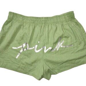 Victorias Secret PINK SPELLOUT on BUTT Pajama Boxer SPRING GREEN SHORTS Sz Small